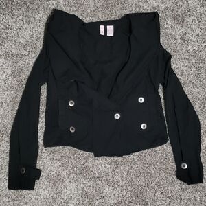 Stella Star| 100% Cotton Double-Breasted Blazer With Hood